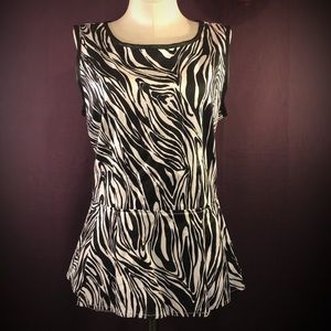 Willi Smith, Black & White, Zebra Print, Blouse